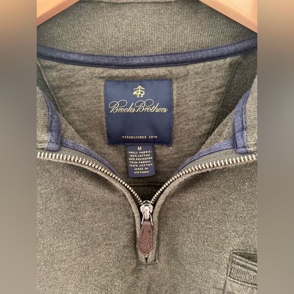 Brooks Brothers Olive Green Quarter Zip Pullover Sweater - Picture 2 of 5